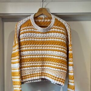 Maje Mustard and Cream Cable Knit Sweater Size 1